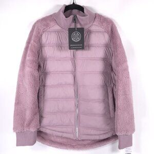 NWT BERNARDO Light Weight Faux Fur Puffer Full Zip Combo Jacket LilacHaze MEDIUM